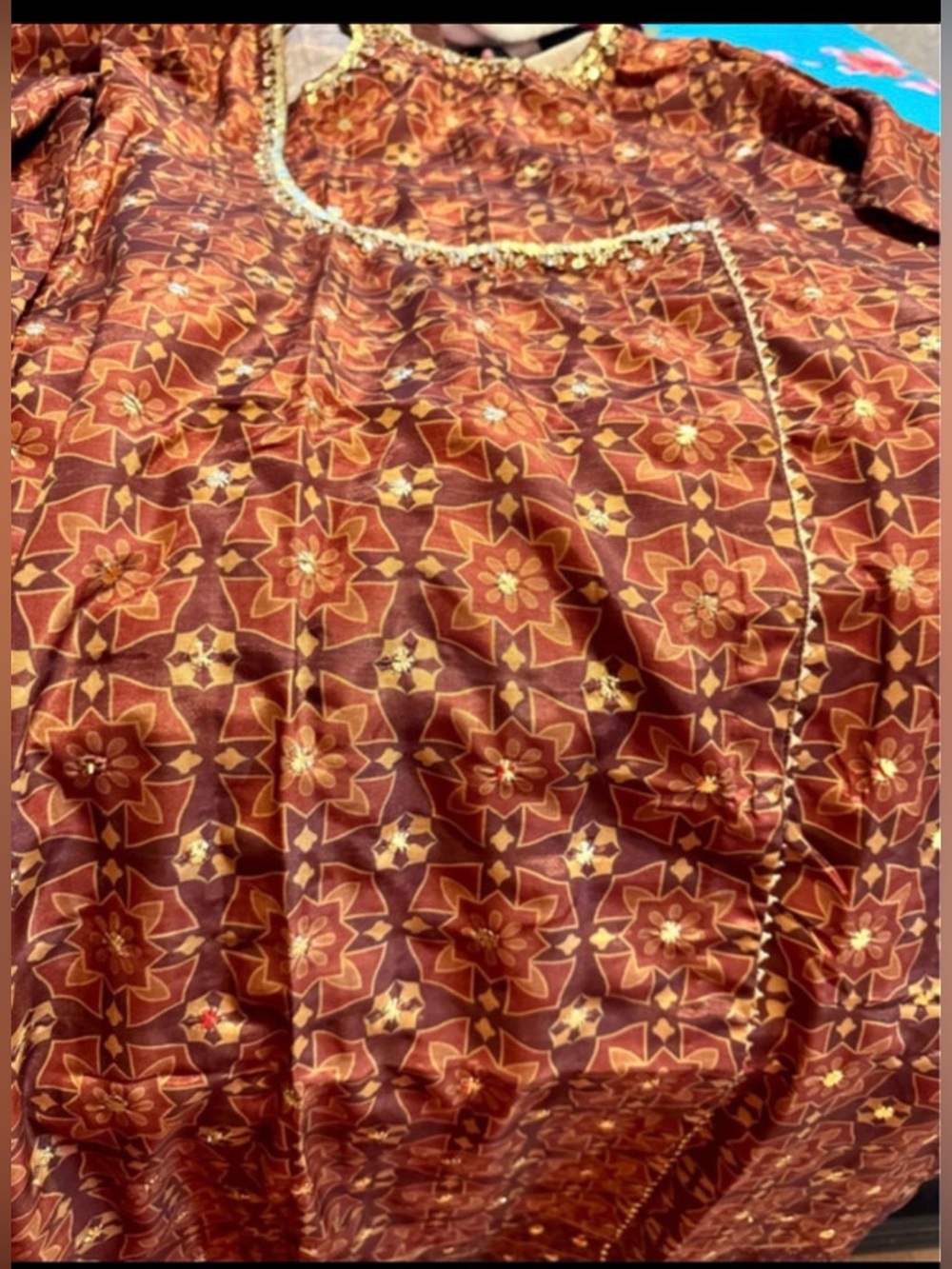Embellished Maroon Long Dress with Sheer Dupatta - Picture 6 of 9